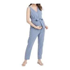 Hatch Blue and White Striped Jumpsuit